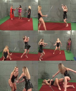 Lingerie Special 5 - Amazonfight in supersexy lingeries of top quality!
Swordfight, stab in the belly.